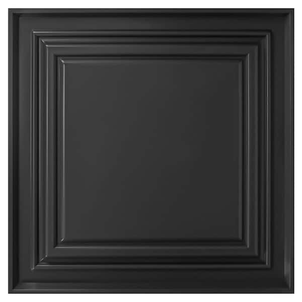 Art3dwallpanels Black 2 ft. x 2 ft. Decorative Glue up/Drop In Ceiling Tile Suspended Grid Panel (48 sq. ft./case)