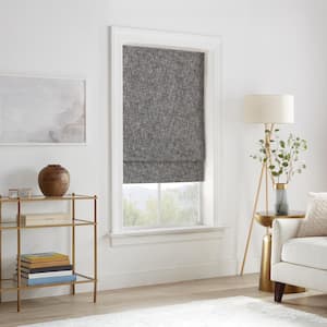 Drew Charcoal Textured Solid Polyester 33 in. W x 64 in. L 100% Blackout Single Cordless Roman Shade