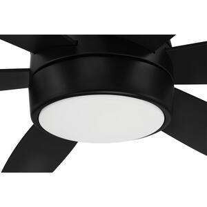 Trevor 52 in. Indoor/Outdoor Flat Black Finish Ceiling Fan with Integrated LED Light & Remote/Wall Control Included