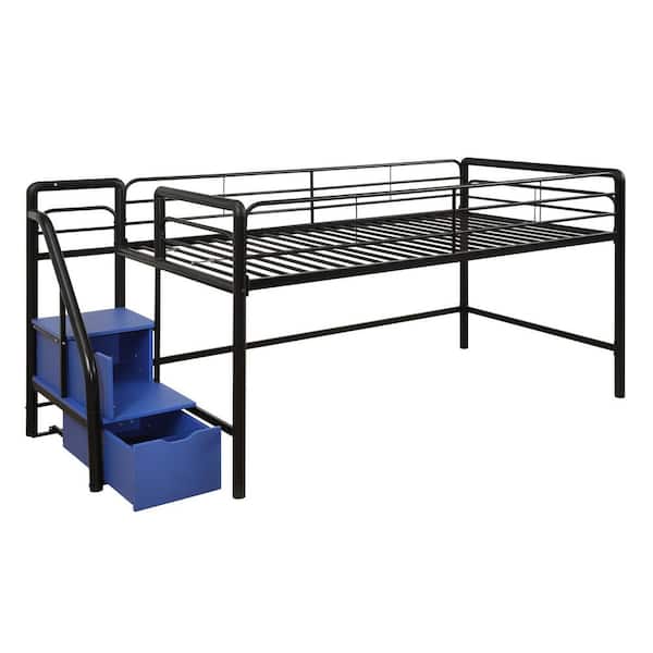 Dhp Andy Junior Twin Black Blue Loft, Junior Bunk Bed With Stairs