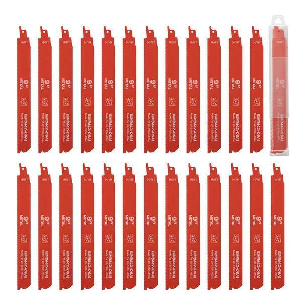 25-Pack Demolition Reciprocating Saw Blades – 9 Inch, Bi-Metal, 14/18 TPI – FOXBC, Red