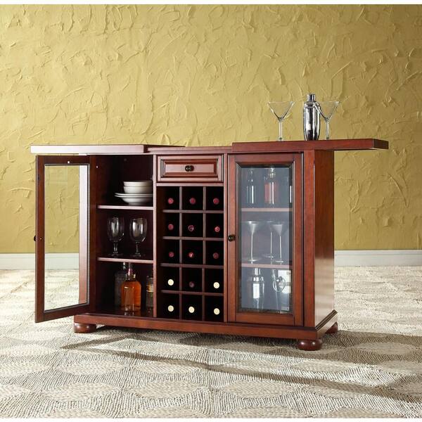 Crosley Alexandria Sliding Top Bar Cabinet in Cherry