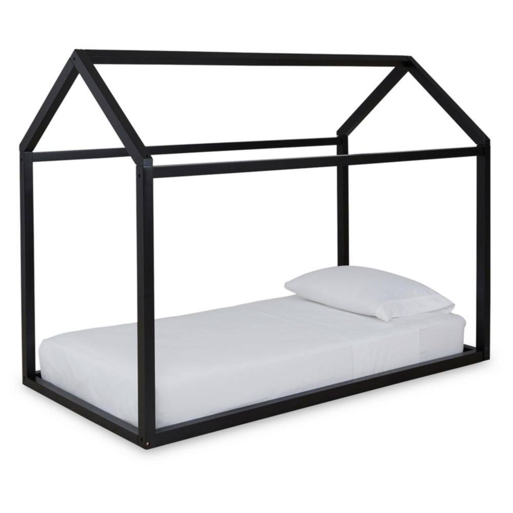 Black Twin Canopy House Bed Frame