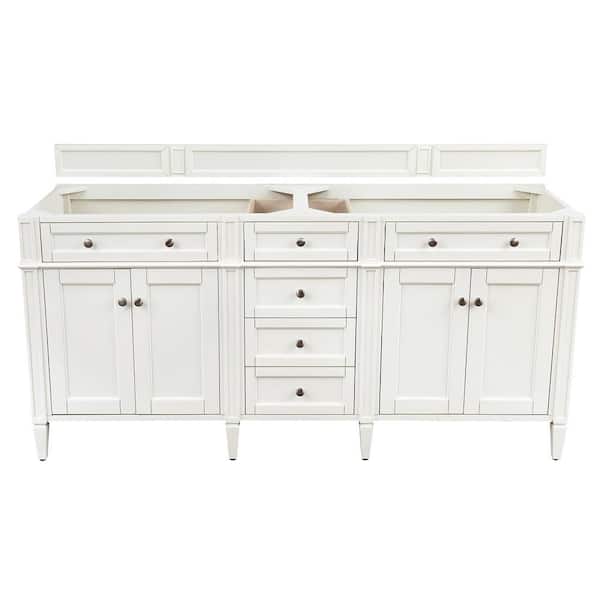 James Martin Vanities Brittany 71.0 in. W x 23.0 in. D x 32.8 in. H Double Bath Vanity Cabinet without Top in Bright White