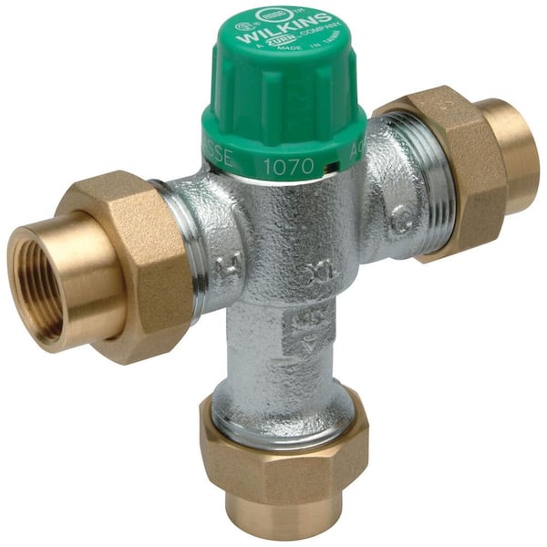 Wilkins 3/4 in. ZW1070XL Aqua-Gard Thermostatic Mixing Valve with Copper Sweat Connection Lead Free