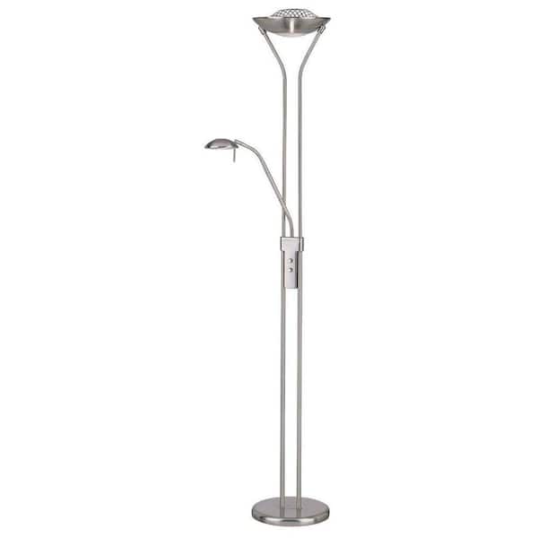 Illumine 71 in. Polished Steel Torchiere Lamp
