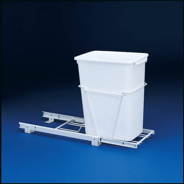 White Rev-A-Shelf RV-12PB S Single 35-Quart Sliding Pull Out Kitchen Cabinet Waste Bin Container Trash Can 