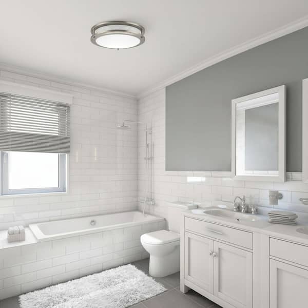 10 in. Modern Brushed Nickel Integrated LED Flush Mount Ceiling Light Fixture 4000K for Kitchen or Bathroom 10-Pack