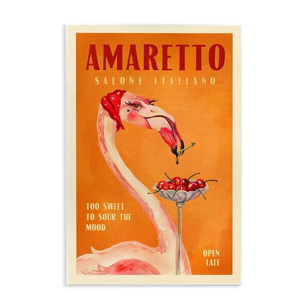 Vintage Amaretto Flamingo by The Whiskey Ginger 1 Piece Unframed Food Graphic Art Print 15 in. x 10 in.
