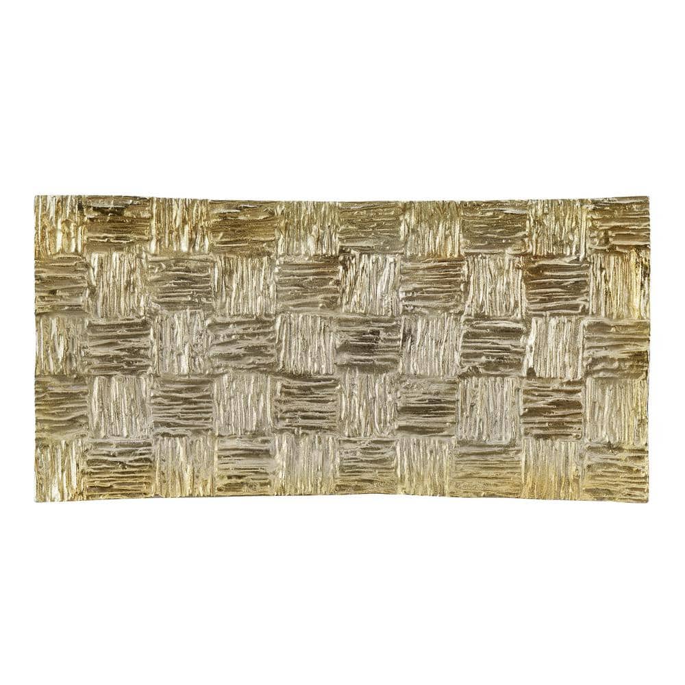 Gold Rectangular Hand Made Cast Aluminum Serving Tray