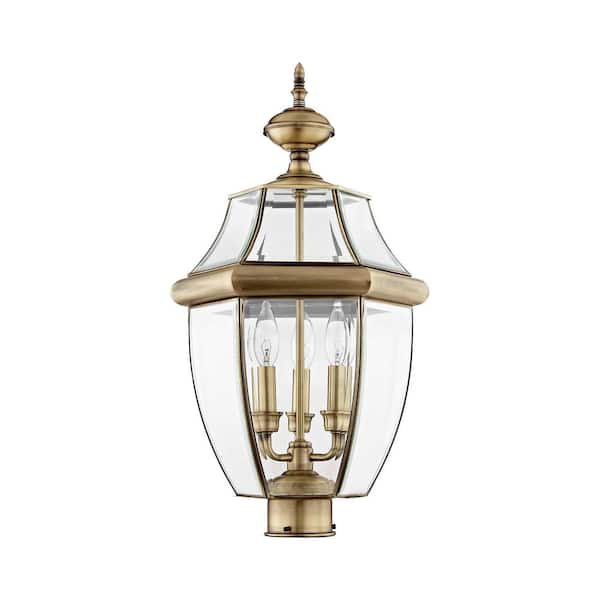 Progress Lighting Crawford Collection 4-Light Oil Rubbed Bronze Clear  Beveled Glass New Traditional Outdoor Post Lantern Light P5474-108 - The  Home Depot