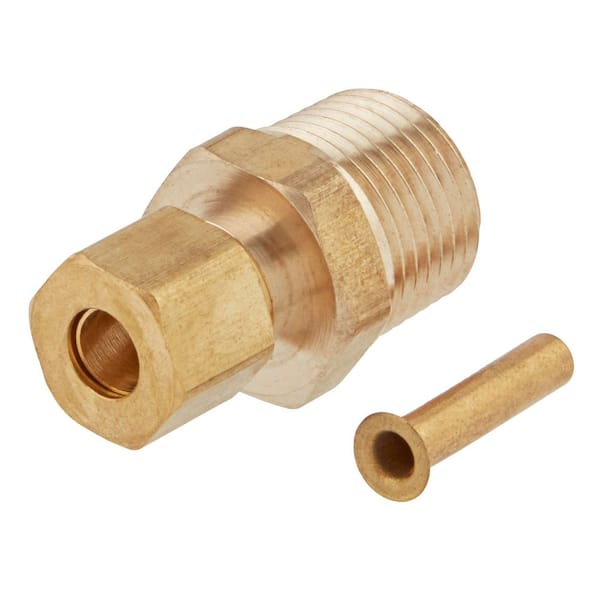 1/4 in. O.D. x 3/8 MIP Compression Brass Reducing Adapter Fitting