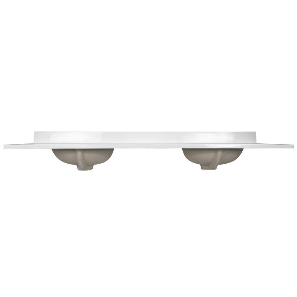 Solid White 73-Inch Cultured Marble Double Bowl Vanity Top