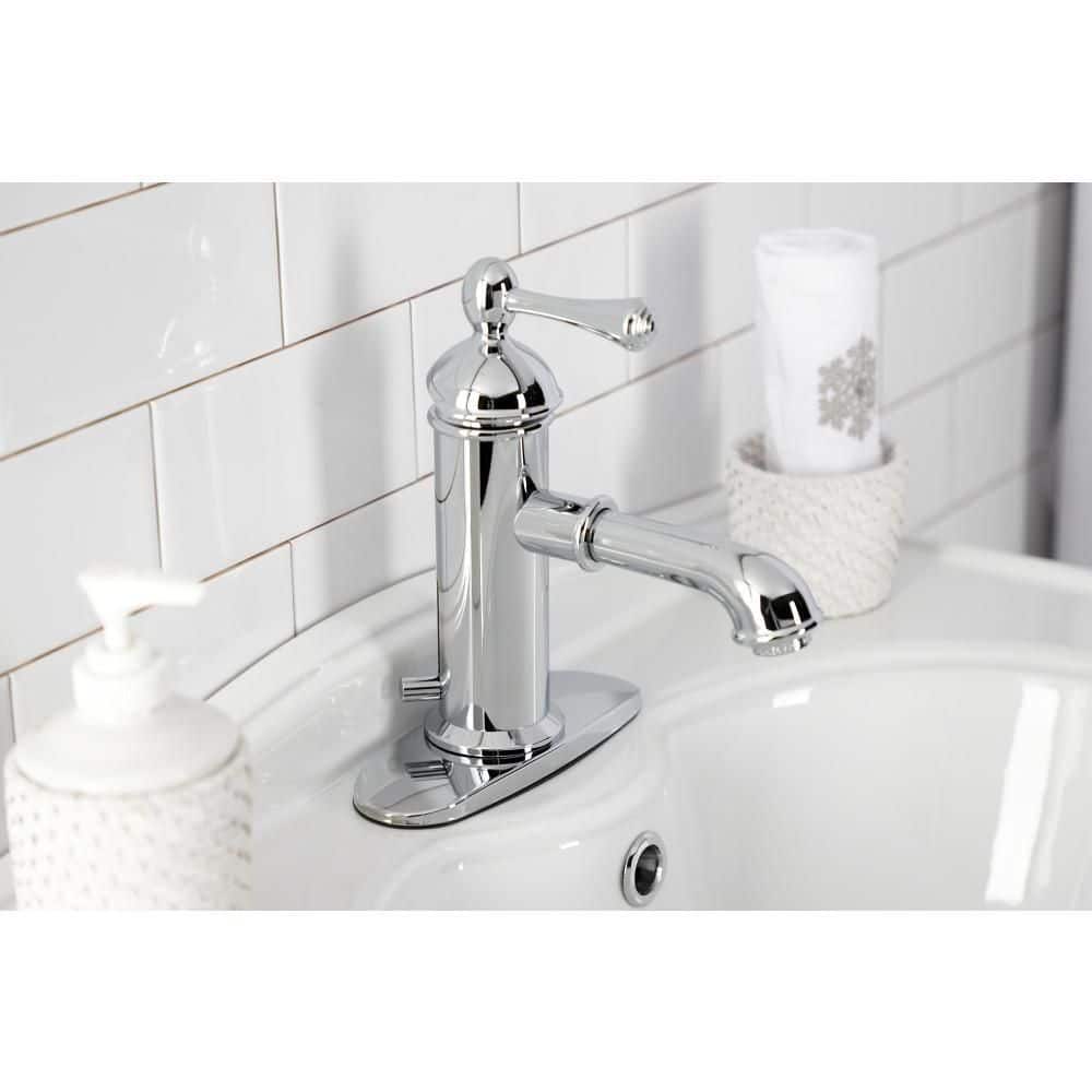 Polished Chrome Single-Handle Bathroom Faucet with Brass Pop-Up