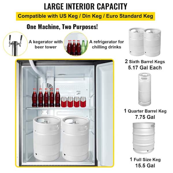 melon Egen ejer VEVOR 43 gal. Double Taps Stainless Kegerators Beer Dispenser Refrigerator  with Complete Accessories in Black PJLZFPJHSSTMCH30TV1 - The Home Depot