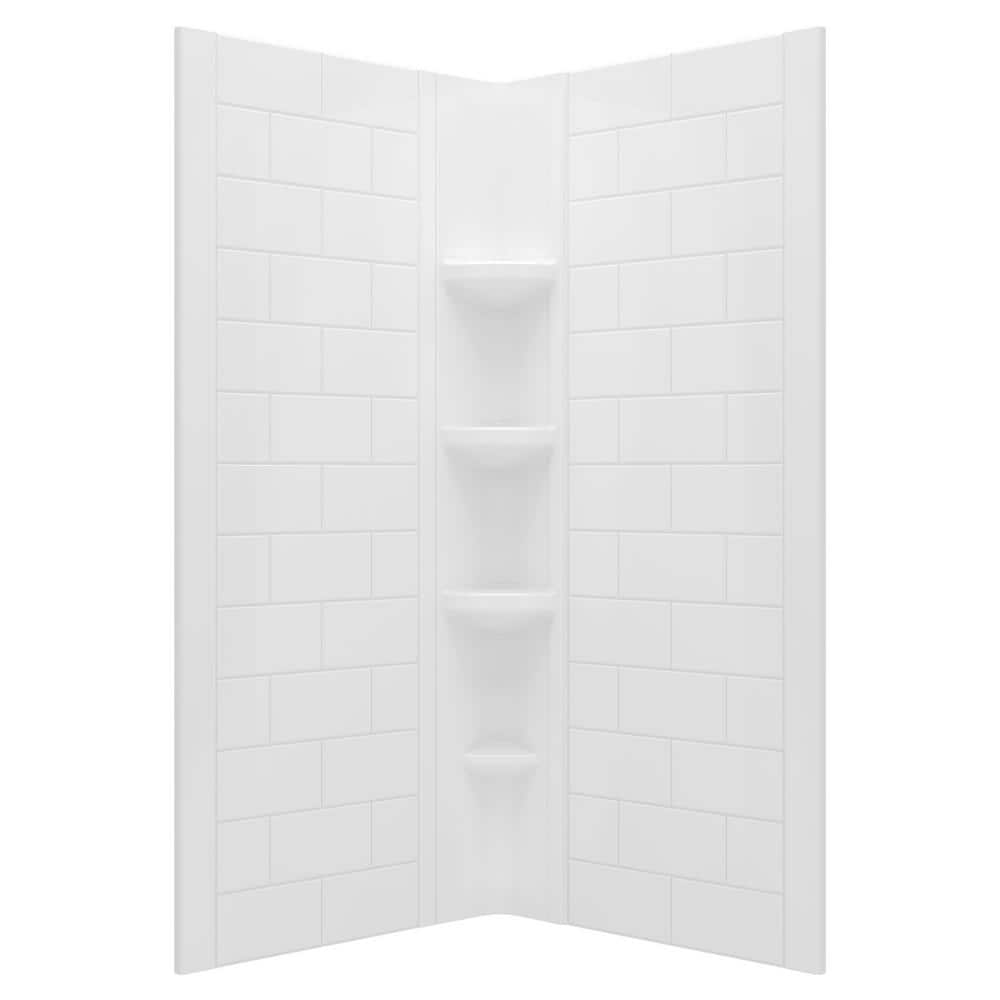 American Standard Ovation Curve 36 in. W x 72 in. H 2-Piece Glue Up Alcove Subway Tile Shower Walls in Arctic White