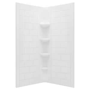 Ovation Curve 36 in. W x 72 in. H 2-Piece Glue Up Alcove Subway Tile Shower Walls in Arctic White