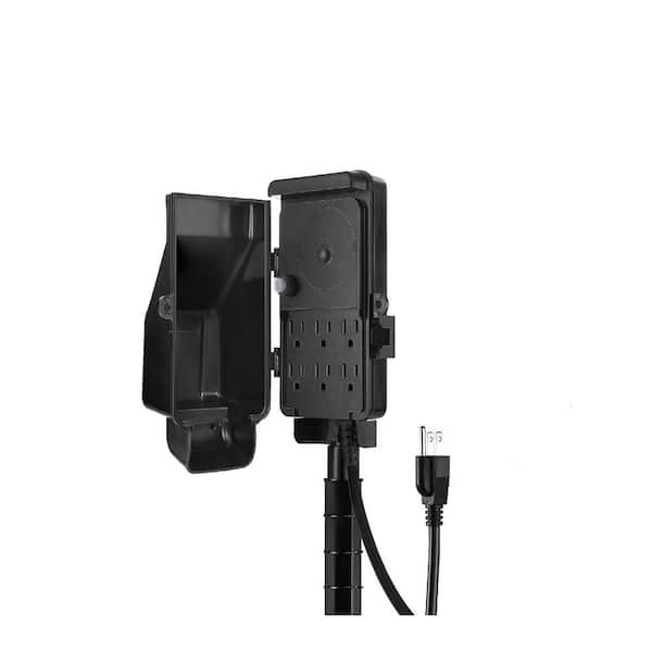 6-Outlet Smart Wi-Fi Outdoor Outlet Timer Stake Plug with Remote, Voice Control and 6 ft. Cord Black