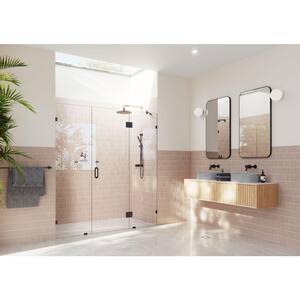 Stellar 65.75 in. W x 78 in. H Glass Hinged Pivot Frameless 3-Panel Inline Shower Door in Matte Black