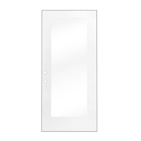 36 in. x 80 in. Right-Hand/Inswing Full Lite Clear Glass Primed White Smooth Fiberglass Front Door Slab