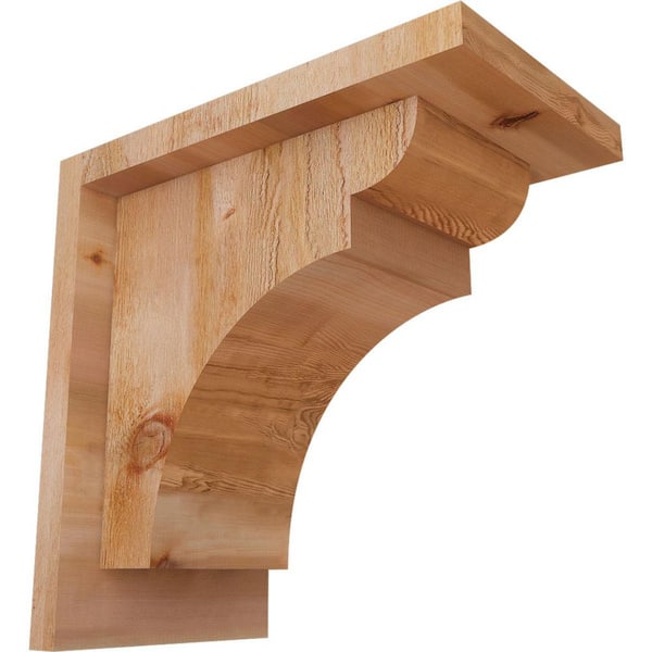 Ekena Millwork 6 in. x 10 in. x 10 in. Western Red Cedar Yorktown Rough Sawn Corbel with Backplate