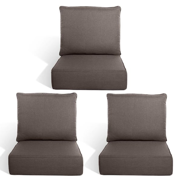 Duraolex 22 in. W x 24 in. D x 6 in. Thick 6-Piece Deep Seating Outdoor Lounge Chair Olefin Cushion, Gray