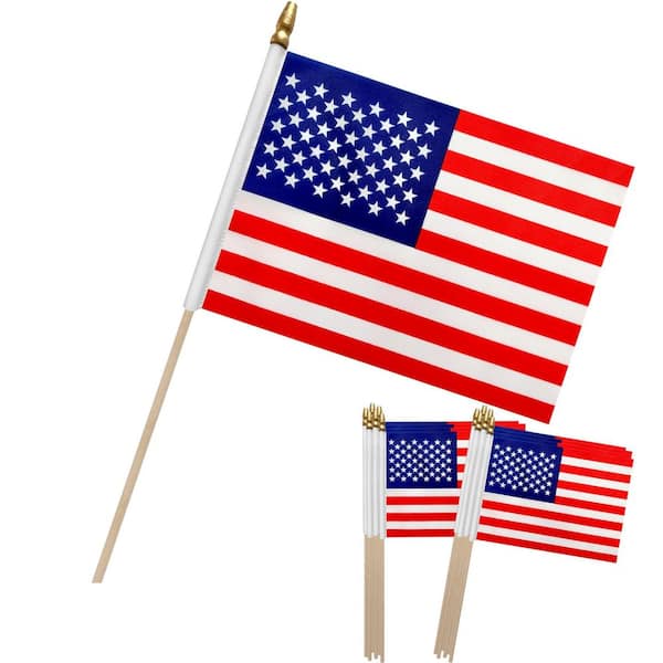 12-Piece 8×12 in. Mini USA Flags, US Handheld Flag for Outside, Memorial Day, 4th of July Independence Day Decorations
