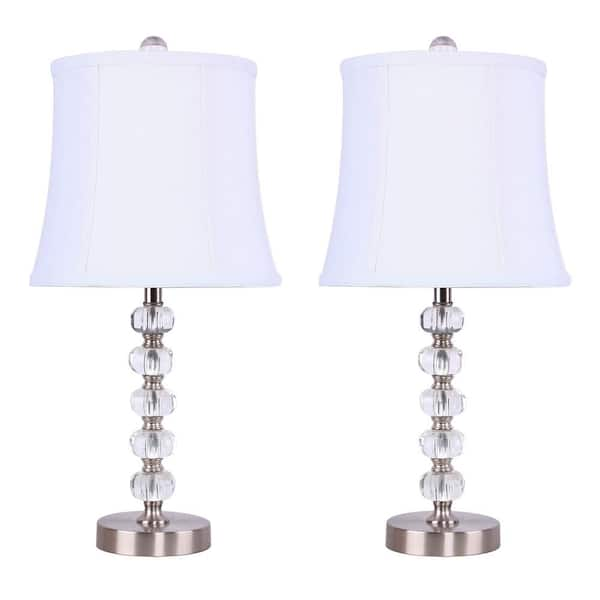 Grandview Gallery 21 In Brushed Nickel Genuine Crystal Lamp With   Grandview Gallery Lamp Sets Ca90042w 64 600 