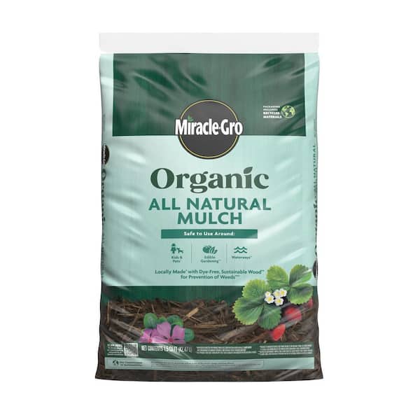 Miracle-Gro 1.5 cu. ft. Organic All Natural Mulch, Shredded and Bagged Mulch