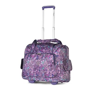 Purple Paisley Fashion Rolling Overnighter Tote with Add-A-Bag Sleeve