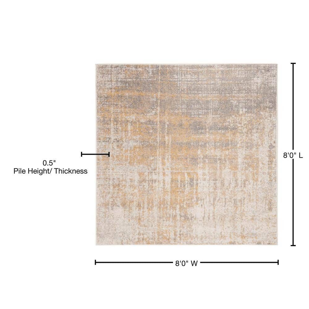 Adirondack Cream and Gold 8' Square Abstract Area Rug