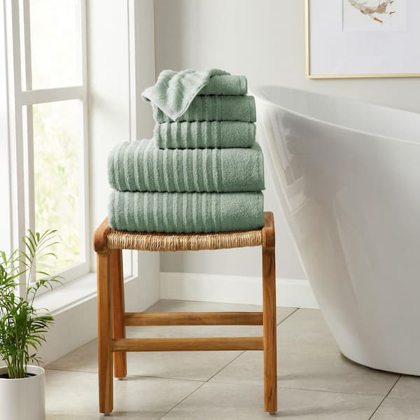 FRESHFOLDS Eucalyptus Premium Cotton Ribbed Textured 6 Piece Towel Set
