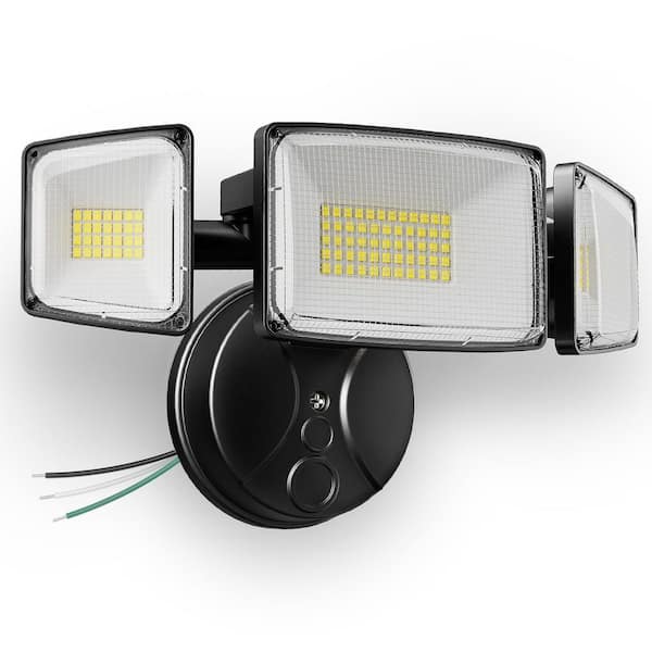 9000 Lumen Integrated LED Flood Light, 3 Adjustable Heads, IP66 Waterproof, 6500K Brightness Security Light for Yard