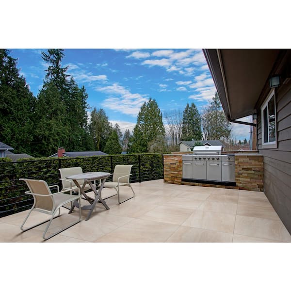 MSI Praia Crema 2 cm. x 24 in x 24 in. Matte Porcelain Stone Look Paver Tile (8 sq. ft. / case)