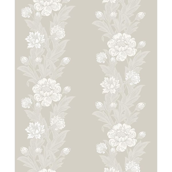 Seabrook Designs 57.5 sq. ft. Metallic Pearl Blooming Stripe Unpasted Nonwoven Wallpaper Roll