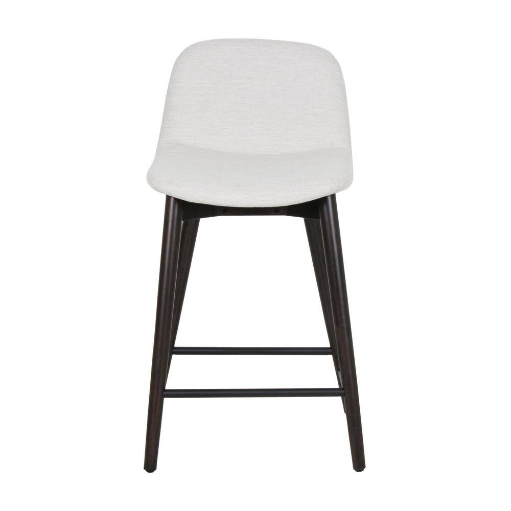 Keaton Beige Upholstered Wood Counter Stool with Footrest