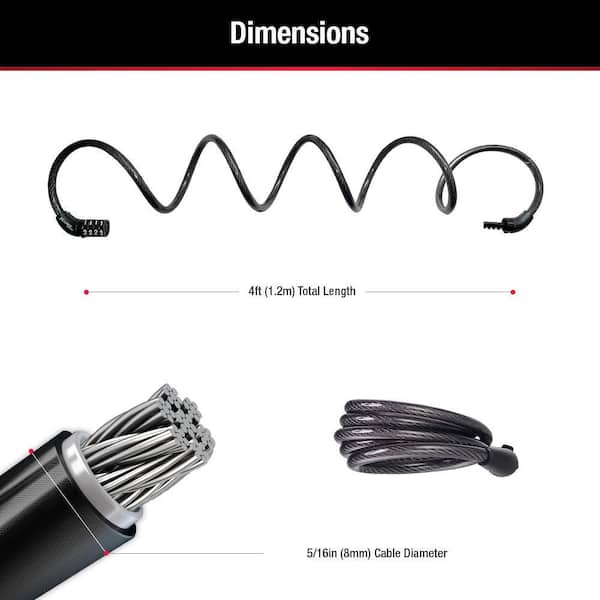【muro@244】 Master Lock Bike Lock Cable with Combination, 4 ft. Long