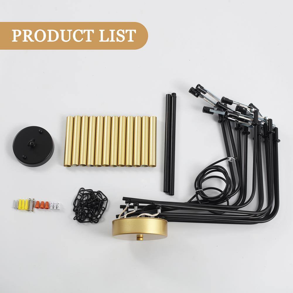 Black and Gold 12-Light Candle Style Metal Chandelier