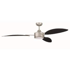 Journey 64 in. Indoor Dual Mount Brushed Nickel Ceiling Fan with Smart Wi-Fi Enabled Remote and Integrated LED Light