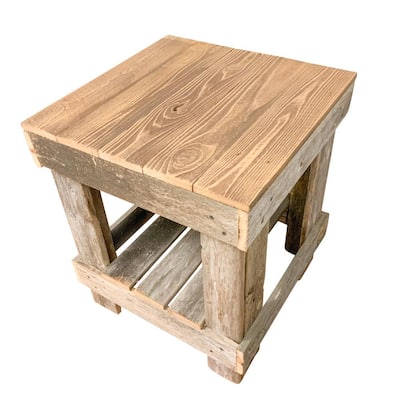 Natural Barnwood End Tables Accent, Oraa Rustic Oak And White Metal Frame Side Table With Storage Basket
