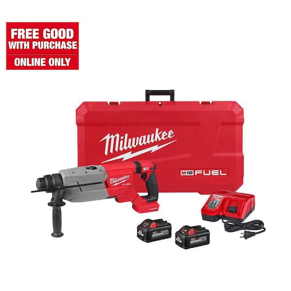 Milwaukee M18 FUEL ONE-KEY 18V Lithium-Ion Brushless Cordless 1-1/4 in. SDS-Plus D-Handle Rotary Hammer Kit w/(2) 6.0 Ah Batteries