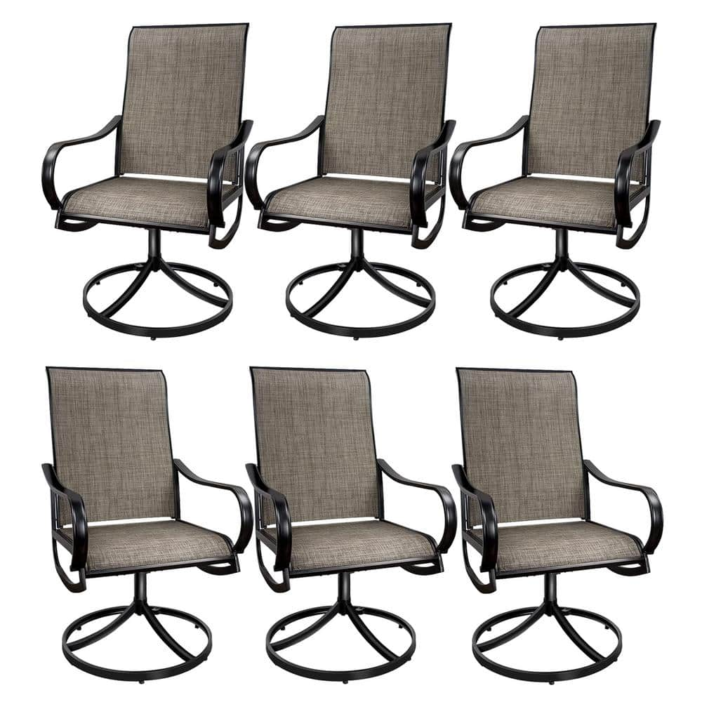 MEOOEM Outdoor Swivel Sling Patio Dining Chairs High Back Rock Armchairs Set of 6 MEOGFC026PCS