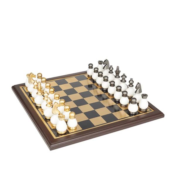 Litton Lane Gold Aluminum Chess Game Set