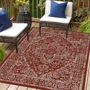 Zaria Red 5 ft. x 8 ft. Indoor/Outdoor Area Rug