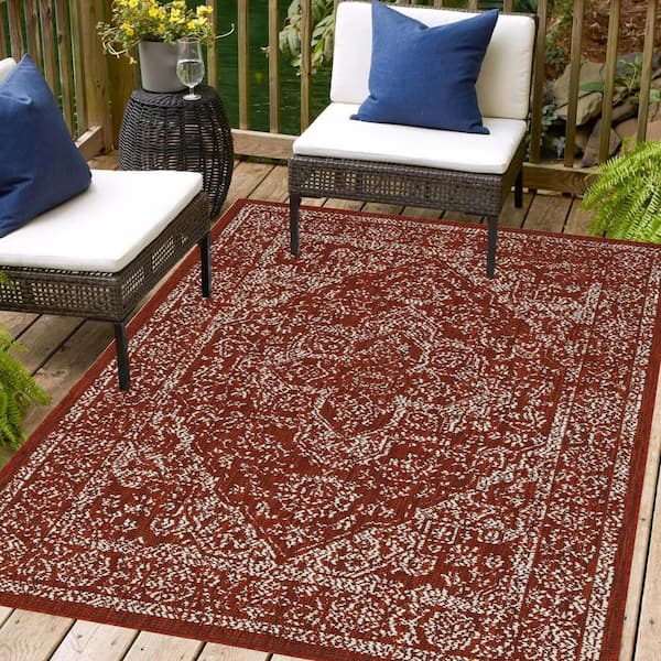 Zaria Red 9 ft. x 12 ft. Indoor/Outdoor Area Rug