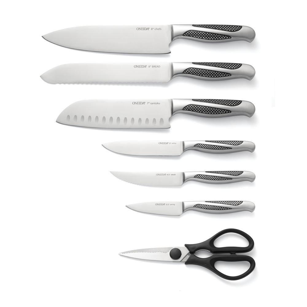 Oneida 14-Piece Stainless Steel Cutlery Block Set with Built-In Sharpener