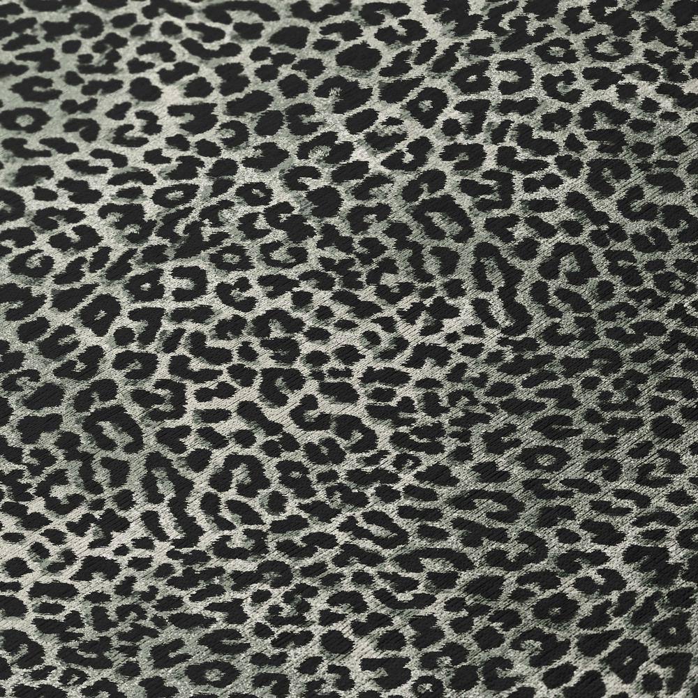 Safari Shadow Black and Gray Leopard Print 3' x 5' Washable Rug