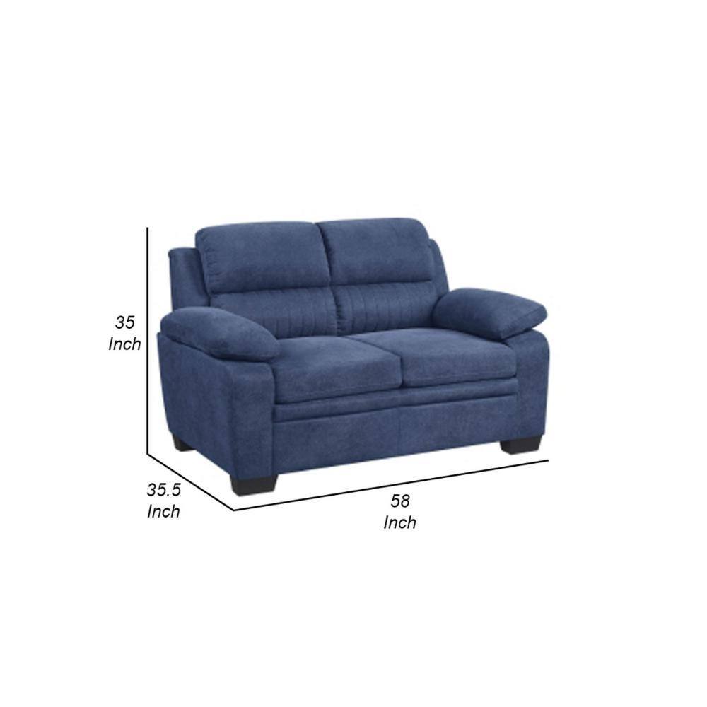 Hugh 58" Blue Polyester Tufted Loveseat with Pillow-top Arms