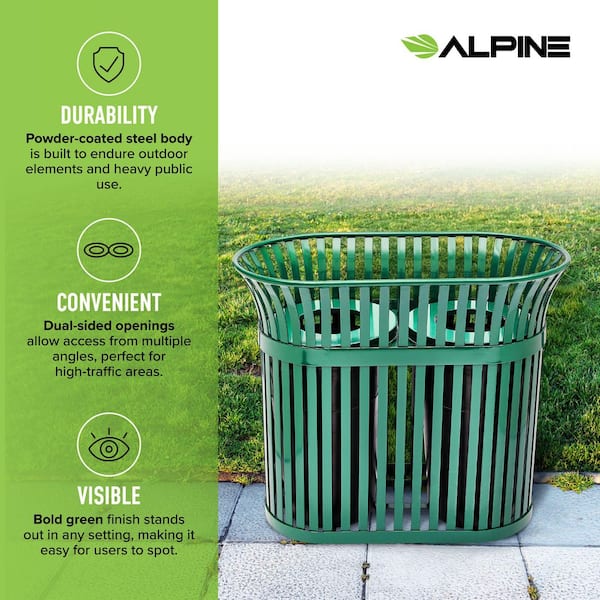 Alpine Industries 40 gal. Green Steel Dual Slated Compartment