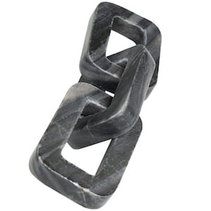 4 in. x 3 in. Black Marble Geometric 3 Link Chain Sculpture